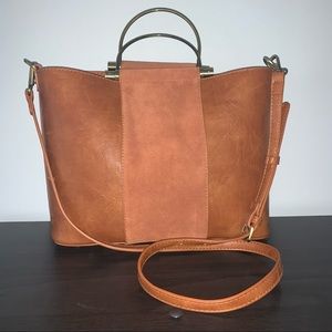 Altar’d State Suede Panel Crossbody Bag in tan
